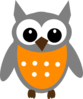 Dark Gray Orange Owl Clip Art