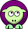 Sheep 2 Toned Green And Purple Looking Up Right Clip Art