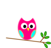 Pink & Blue Owl Clip Art