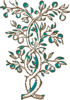 Ahulani Blue And Brown Flowering Branch Clip Art