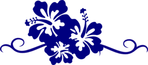 Hibiscus Swirl Border Three Blue Flowers Clip Art