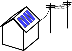 House With Solar Pv And Power Lines Clip Art