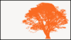 Tree, Orange Silhouette, White Background Clip Art