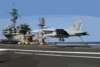 An F/a-18f Super Hornet  Makes An Arrested Landing Aboard The Flight Deck Of Uss Kitty Hawk (cv 63). Clip Art