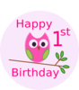 Owl Generic 1st Birthday Clip Art