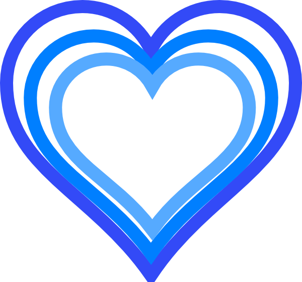 Triple Blue Heart Outline Clip Art at Clker.com - vector clip art
