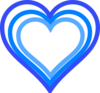 Triple Blue Heart Outline Clip Art