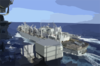 Uss Nimitz Pulls Alongside The Fast Combat Support Ship Uss Bridge In Preparation For A Replenishment At Sea Clip Art