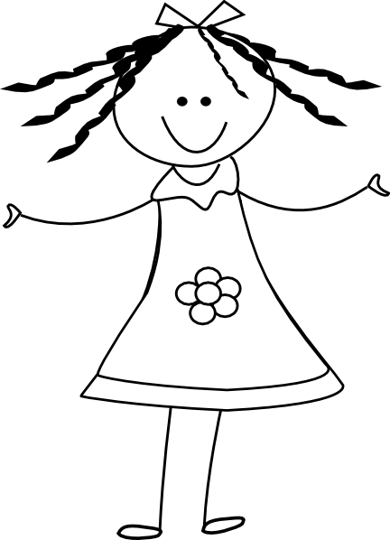 free girl clipart black and white - photo #1