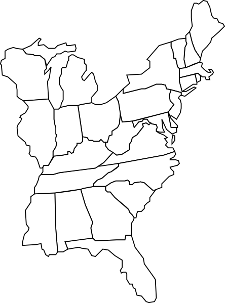 Blank Map Eastern States