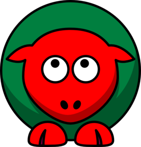 Sheep Red Two Toned Looking Up Clip Art