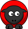 Sheep - Red On Red On Black Eyes To Down Right Clip Art
