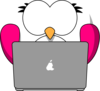 Pink Bird With Laptop Clip Art