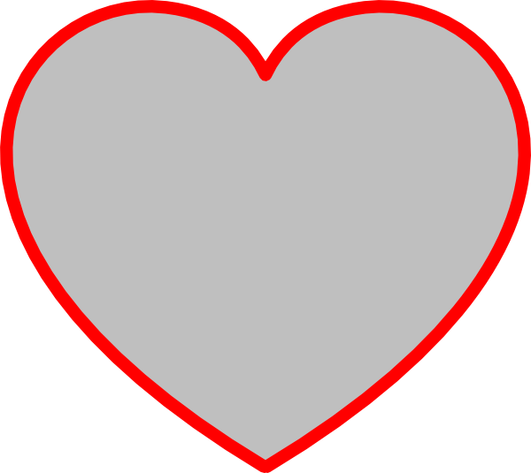 clip art heart outline. Gray Heart With Red Outline