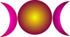 Triple Goddess Symbol (waxing Crescent, Full Moon, Waning Crescent) - Outlined And Filled Versions Clip Art