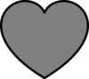 Solid Dark Gray Heart With Black Outline Clip Art