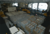 The Hangar Bay Aboard The Nuclear Powered Air Craft Carrier Uss George Washington (cvn 73) Is Staged With Weapons Transferred From The Military Sealift Command Ship Usns Supply (t-aoe 6) Clip Art