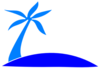 Blue Palm Tree Beach W/sun Clip Art