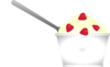 Ice Cream With Strawberries In A Dish With A Spoon Clip Art