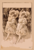 [two Women Dancing In Ruffled Costumes And Hats] Clip Art