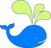 Aqua Green Whale Navy Outline Clip Art