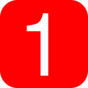 Red, Rounded, Square With Number 1 Clip Art