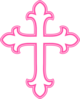 Pink Cross Outline  Clip Art