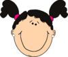 Smiling Girl With Dark Ponytails Clip Art