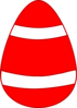 Red Egg, White Curved Stripes, Dark Red Border Clip Art