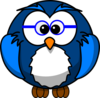 Blue Owl With Glasses Clip Art