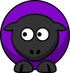 Sheep Looking Left Purple  Clip Art