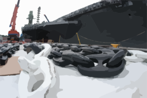 Anchor Chains For Uss Kitty Hawk (cv 63) Sit On The Dock Waiting To Be Hoisted Back Aboard The Ship Clip Art