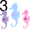 Sea Horses With #3 Clip Art