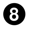 White Numeral  8  Centered Inside Black Circle  Clip Art