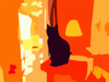 Black Cat On Tower In Living Room Vector Contrast Colour Enhance Darker Revector Clip Art