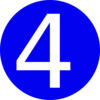 Blue, Rounded,with Number 4 Clip Art