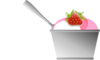 Strawberry Ice-cream In A Dish With A Spoon Clip Art