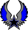 Blue Grey Star Emblem Clip Art