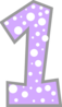 Number 1 Light Purple And Grey Polkadot Clip Art