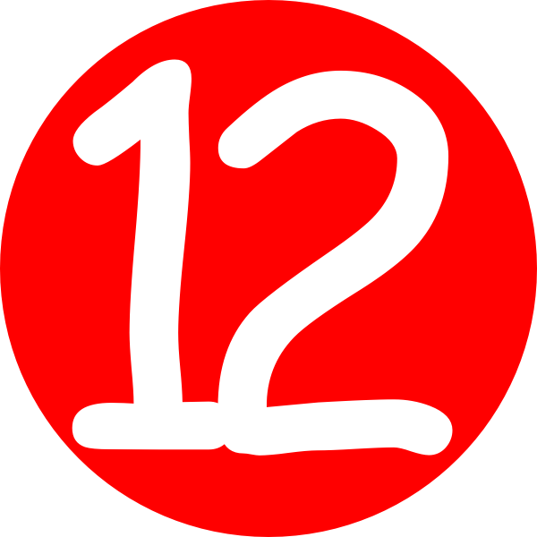 Red, Rounded,with Number 12 Clip Art at Clker.com - vector clip art