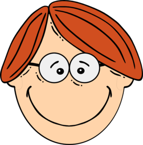 Smiling Red Head Boy With Glasses clip art - v