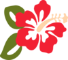 Red Hibiscus Two Leaves Clip Art