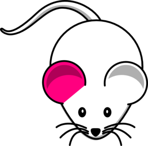 Single Pink Ear White Mouse Clip Art