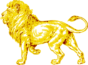Lion In Gold With Brown Outline Clip Art