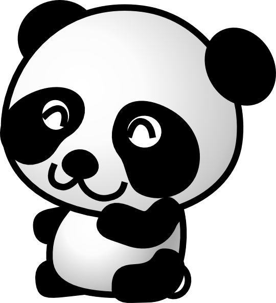 panda clipart black and white - photo #2