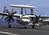 An E-2c Hawkeye Assigned To The  Sunkings  Of Carrier Airborne Early Warning Squadron One One Six (vaw-116) Successfully Lands Aboard The Aircraft Carrier Uss Constellation (cv 64) With One Engine After Having An In-flight Emergency. Clip Art