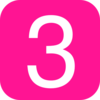 Pink, Rounded, Square With Number 3 Clip Art