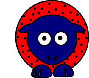 Sheep - Red With Black Polka-dots And Blue Feet Clip Art