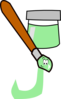 Cartoon Paintbrush Green Reversed Clip Art