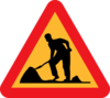 Workman Ahead Roadsign Clip Art